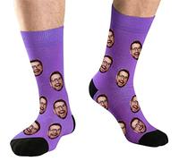 DEVFISH Personalized Face Novelty Socks for Men, Purple, M