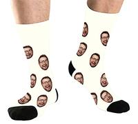 DEVFISH Personalized Face Novelty Socks for Men Women Pets, Cream, S