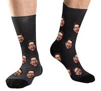 DEVFISH Personalized Photo Novelty Socks for Men, Customized Birthday gifts Women Face Socks, Custom Pet Face socks Presents, Black, S