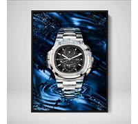 DEVICI Patek Philippe Nautilus Chronograph inspired Framed Patek Philippe Canvas Art - Framed Motivational Wall Art Patek Philippe Watches For Men Inspirational Posters & Prints, 28 X 40 INCHES