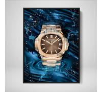DEVICI Patek Philippe Nautilus Gold inspired Framed Canvas Art - Motivational Wall Watches For Men Inspirational Posters & Prints, 12 X 18 INCHES