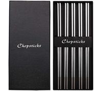 Devico Chopsticks, Metal Chopsticks, 18/10 Stainless Steel Chopstick Set, Reusable, Dishwasher Safe (5 Pairs)