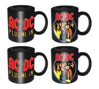 Devil & Angus Plug Me In Mini Mug Set (Pack of 4) AC/DC Black One Size