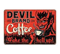 Devil Brand Coffee Wake The Hell Up Retro Wall Decor Vintage Bar Signs Tin Sign 8x12 Inch