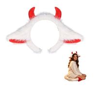Devil Cosplay Costume Set, complete outfit with devil horn headband and devil tail, decorative party accessory for Halloween and carnival events，Red-A，Red and White-A