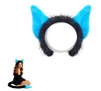 Devil Cosplay Costume Set, complete outfit with devil horn headband and devil tail, decorative party accessory for Halloween and carnival events，Red-A，Blue-A