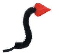 Devil Cosplay Costume Set, complete outfit with devil horn headband and devil tail, decorative party accessory for Halloween and carnival events，Red-A，Red-B