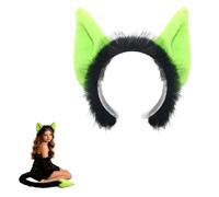 Devil Cosplay Costume Set, complete outfit with devil horn headband and devil tail, decorative party accessory for Halloween and carnival events，Red-A，Green-A