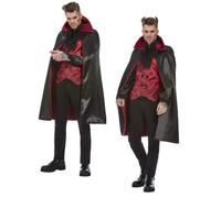 Devil Costume Mens Halloween Vampire Devil Fancy Dress Costume + Horns