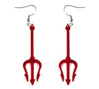 Devil Earrings,Halloween Earrings Dangle Accessories for Women,Red Demon Pitchfork Style