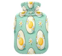 Devil Egg Daisy Flower Green hot Waterbottle with Soft Cover, 2L Water Bag for Neck Shoulder Warmer, Neck Shoulder Warmer