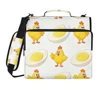 Devil Egg Merry Chicken Hen White 1.5 Inch 3 Ringing Binder with Extra Pockets with Strap Includes Zip Pocket Portable Home Travel Storage Bag Suitable for Middle School