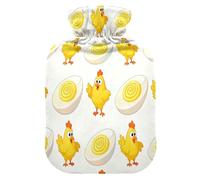 Devil Egg Merry Chicken Hen White Cute hot Water Bottle with Soft Cover, 1L hot Water Bag for Period Cramps, Period Cramps