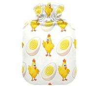 Devil Egg Merry Chicken Hen White Water Bottle for hot Water with Soft Cover, 2L Warm Compress for Neck Shoulder Warmer,Neck Shoulder Warmer,Bolsa para agua Caliente