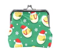 Devil Egg Merry Christmas Green Fashion PU Leather Small Coin pouching Waterproof Jewelry Organizer for Women de mujer para monedas