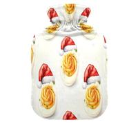 Devil Egg Merry Christmas White hot Bottle Water Bag with Soft Cover, 2L hot Compress Bag for Tummy Warmer, Tummy Warmer