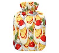 Devil Egg Merry Christmas White hot Water Bottles with Soft Cover, 2L Water Bottle Bag for Arthritis,Arthritis,Bolsa Caliente para Dolores musculares