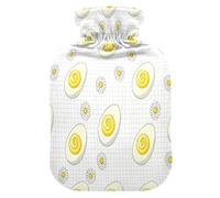 Devil Egg Merry Daisy Plaid White hot Water Bottle with Soft Cover, 1L hotwater Bag for Tummy Warmer,Tummy Warmer,Bolsa para agua Caliente
