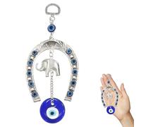 Devil Eye Protection Pendant with Evil Eye Horseshoe and Elephant Design, Turkish Evil Eye Lucky Charm Blessing for Home and Car Decor, Evil Eye Protection Charm for Garden and Wall Hanging