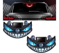 Devil Eyes Light for Car Windshield, Solar Devil Eye LED Car Warning Light, Rechargeable Solar-Powered Wireless Car Window LED Ambient Lamp,Suction Cup Warning Light for SUV, Truck,Van,RV (F*2PCS)