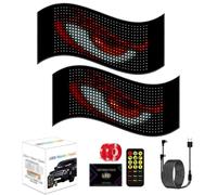 Devil Eyes Light for Trucks, Full Color Dynamic Flexible LED Programmable Display with App Control Remote, DIY Dynamic Devil Eyes Light for Cars trucks Window, Party, Bar 4.7 * 23.4in-2PCS