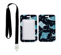 Devil Fish ID Badge Holder with Black Lanyard, ID Lanyard Card Holder, Vertical Name Badges Protector for Staff, Vertical Cards Protector for Worker, Nurse Essentials Work Bus Driver Accessories