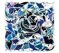 Devil Fish Stickers 50Pcs Vinyl Cartoon Fish Sticker for Water Bottle Laptop Guitar Car Skateboard Scrapbook Computer Phone Luggage Bike,Waterproof Cute Ocean Life Stickers for Kids Teens Girls