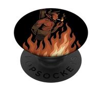 Devil Flames Fire Satan Aesthetic Gothic Goth Horned Demon PopSockets Adhesive PopGrip