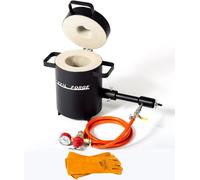 DEVIL-FORGE Gas Metal Melting Furnace FB1S - 2Kg Propane Forge, 1 DFP Burner (80.000 BTU), Foundry, Jewelers, Metalsmiths, Refiners 2642°F / 1450°C Brass, Copper, Bronze, Silver, etc. Premium