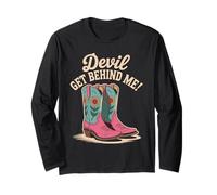 Devil Get Behind Me Cowboy Boots Western Long Sleeve T-Shirt