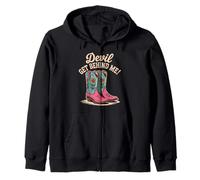 Devil Get Behind Me Cowboy Boots Western Zip Hoodie