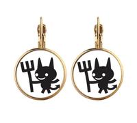 Devil Happy Fear Halloween Gold Clip On Drop Earrings Non Piercing Dangle Jewelry