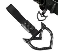 Devil Heart Car Ring, Carbon Fiber Bumper Warning Strap | 9.05 x 3.93 in Carbon Fiber Style Devil Heart Handle Strap with High-Strength Nylon Belt for Bumper & Interior