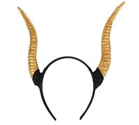 Devil Horn Headband, Antelope Horn Headband Adjustable Sheep Cosplay Headpiece Gothic Costume Headdress Party Decorations Halloween Fancy Dress for Kids Adults (Golden)