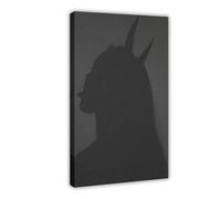 Devil Horn Shadow Print - Minimalist Gothic Decor Canvas Poster Wall Art Decor Print Picture Paintings for Living Room Bedroom Decoration 12x18inch(30x45cm)