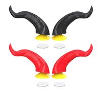 Devil Horns For Helmet, Motorcycle Decoration Devil's Horn, Devil Horns For Motorcycle Helmet, Helmets Accessories, Double-sided Tape Design For Firm Adhesion, Black And Red, 4 Pack