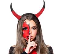 Devil Horns Headband Halloween Demon Witch Horn for Women Day of The Dead Headwear Hair Accessorie Black Red Devil Ox Horns Witch Cosplay Carnival Masquerade Headdress Party Photo Props