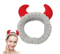 Devil Horns Headband - Soft Flannel 16x20x6cm | Cute Horn Face Wash Hair Band For Makeup Spa Bath Skincare Routine | Elastic Halloween Horns Headband For Women