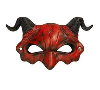 Devil Horns Mask, Red Horror Costume Accessory With Dramatic Horns, Scary Half Face Mask For Halloween Parties And Cosplay, PU Leather Demon Disguise