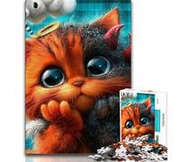 Devil Kitten 1000 Piece Jigsaw Puzzles for Teenagers Gifts,Game Toys Every Piece Is Unique - Challenging Family Fun Game (75x50cm)