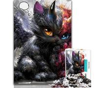 Devil Kitten JigsawPuzzle 1000 Pieces for Teenagers,Brain Teaser Game Wall Decoration Unique Birthday And Xmas Gifts 38x26cm