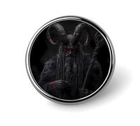 Devil Krampus Round Pin Brooch Enamel Lapel Badges Jewelry Decor for Backpack Hats