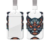 Devil Mask ID Badge Holder with Lanyard Vertical Card Case Protector Pouch with Clear Window Plastic Sliding ID Card Holder for NurseOffice Supplies Name Tag