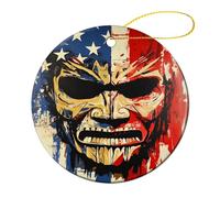 Devil Mask U.S. Flag Christmas Ornaments for Tree Decoration Ceramics Xmas Tree Hanging Pendants Festive Decor 2 Pcs