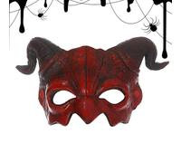 Devil Mask with Horns - Scary Design for Halloween and Cosplay | Adjustable Half Mask Made of PU | Accessory for Parties, Carnival and Horror Themed Events for Adults