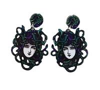 Devil Medusa-Snake Head Acrylic Earrings for Women Cool Mythology Gorgon Snake Hair Earrings Gothic Jewelry Gift Statement