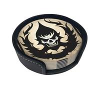 Devil Satan 6-Piece Coaster Set, Round Coaster Set Suitable For Various Mugs,& For Home Decoration Desktop Protectors.