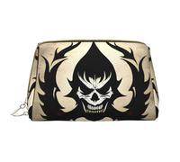 Devil Satan Leather Cosmetic Bag, Waterproof Cute Travel Toiletry Zipper Bag, Women's Cosmetic Storage Bag Set, Brown