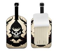 Devil Satan Leather Luggage Tag-Personalised ID Bag Tag for Suitcase, Privacy Cover Travel Accessory with Strap for Suitcase Backpack
