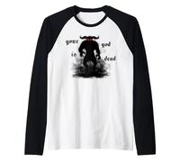 Devil Satan Nine Metalhead Comic Con Inch Lucifer Hell Nails Raglan Baseball Tee